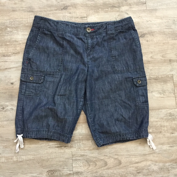 ladies denim cargo shorts